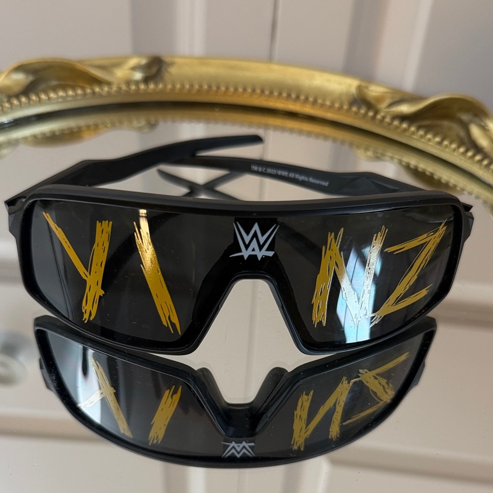 WWE Black Sunglasses with Gold VIZ Brushstroke